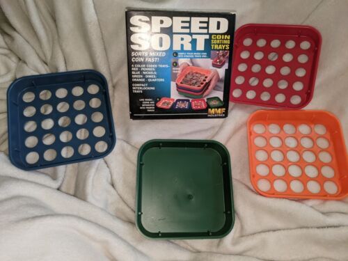 Speed Sort Fast Coin Sorter Color-Coded Trays Quarters Nickels Pennies Dimes Box - Picture 4 of 5