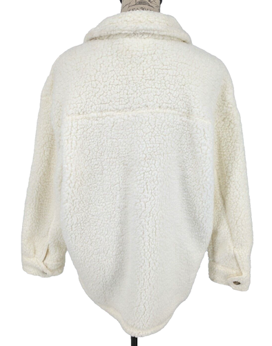 Aerie Jacket Sm White Fluffy Button Up Collar Oversized  Great - Picture 4 of 10