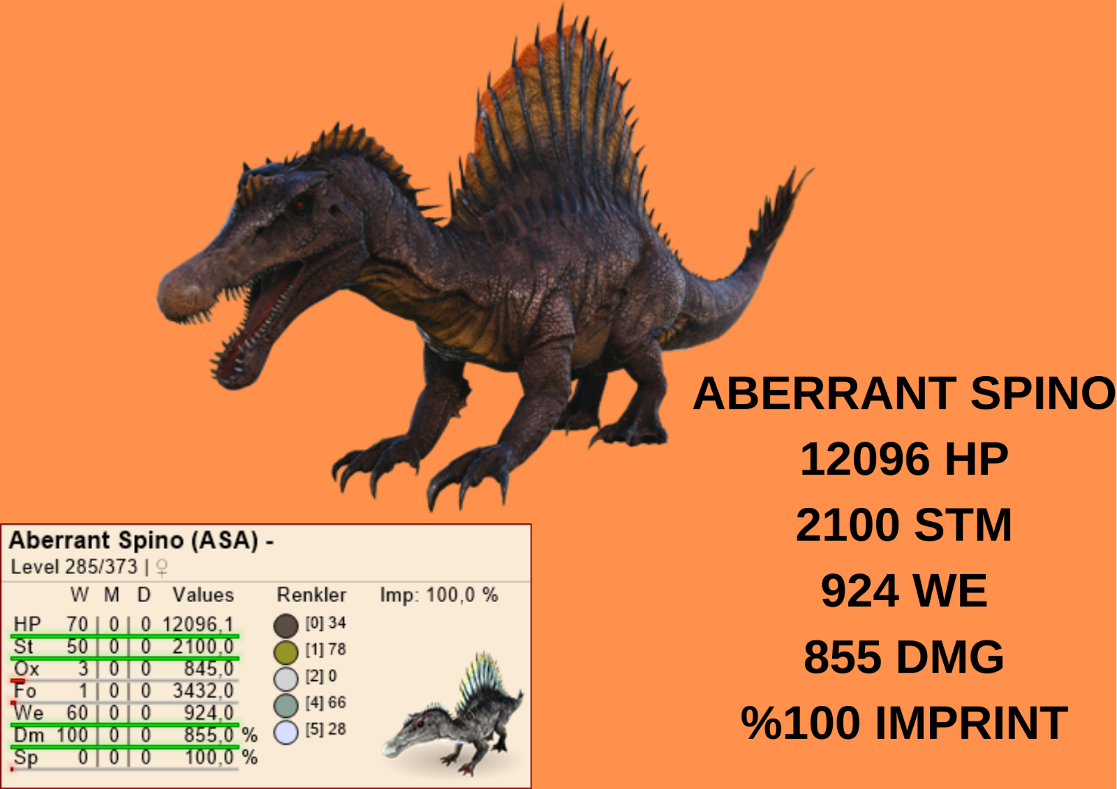 ABERRANT SPINO %100 imprint & EGGS 🐣 Ark Survival Ascended Official PVE