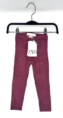 ZARA Kids Pink Purple Knitted Style Soft Ribbed Leggings - Age 18-24 Months BNWT - Picture 2 of 5