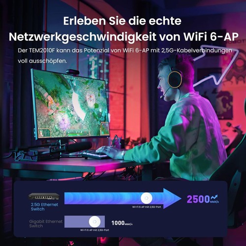 Tenda Switch 8 Port 2.5 Gigabit LAN 2 SFP VLAN Statische Aggregation Unmanaged P - Bild 6 von 8
