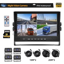 4x Rückfahrkamera mit und Split Quad Monitor 12V-24V LKW Auto Rückfahrsystem 9"