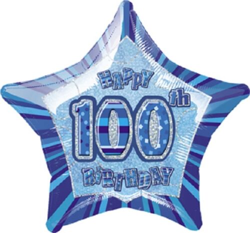 100/100 cumpleaños azul brillo gama de fiesta - fiesta/platos/serpientes/banderas/tazas - Imagen 13 de 25