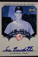 Lew Burdette (d.07) Autograph 2003 UD Pride of New York Yankees Series Card 16M