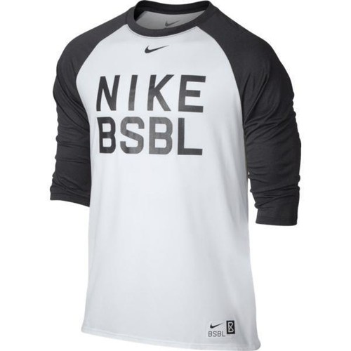 NWT Nike Men's Legend 3/4 Sleeve Raglan Baseball T‑Shirt 813049-100 White - Picture 1 of 1