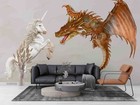 3D Dragon Unicorn Self-adhesive Removeable Wallpaper Wall Mural1