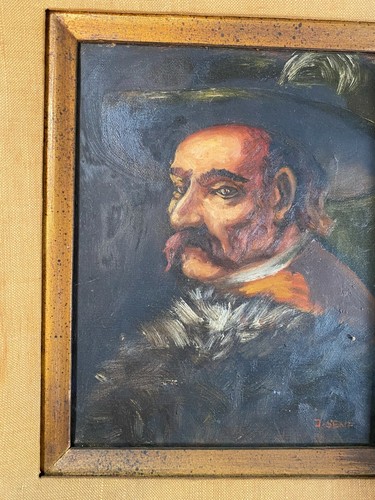 J Senf "Portrait Of Man With Feather In Hat Scene" Oil Painting - Signed/Framed - Picture 8 of 12