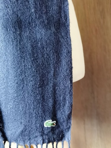 Lacoste Navy Blue Tasselled Wool Scarf - Picture 4 of 4