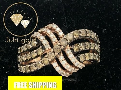 Anillo de compromiso único enchapado en oro rosa de 14 quilates diamante redondo de 2 quilates simulado para mujer Foto 3 de 4