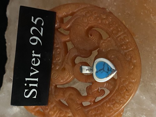 Silver And Turquoise Enamel Heart Pendant And Fine Silver Chain - Picture 2 of 5