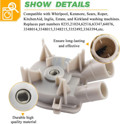 3363394 Washer Drain Pump Fit Whirlpool Kenmore Roper 3348015 PS342434 WP3363394 - Picture 4 of 12