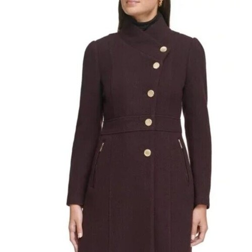 Abrigo texturizado para mujer NUEVO CON ETIQUETAS $400 ADIVINA en puerto/mezcla de lana borgoña XL - Imagen 3 de 9