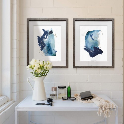 Abstract Wall Art, Rustic Silver Distressed Frame 2-Piece Wall Décor Set: N - Picture 4 of 7