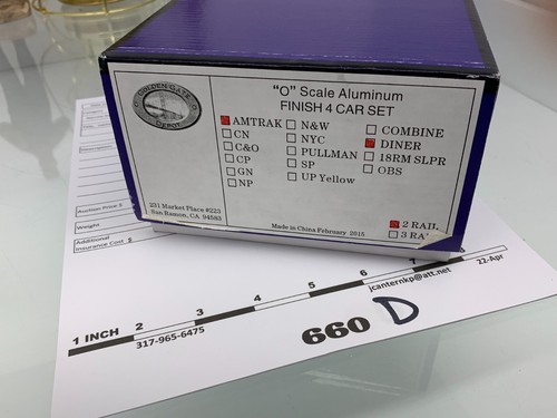 660 Golden Gate Depot Aluminum Amtrak #8068 Diner O Scale 2 Rail