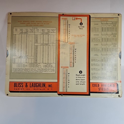 Calculadora de peso de acero vintage círculos de grandes tamaños - regla deslizante Bliss Laughlin - Imagen 2 de 9