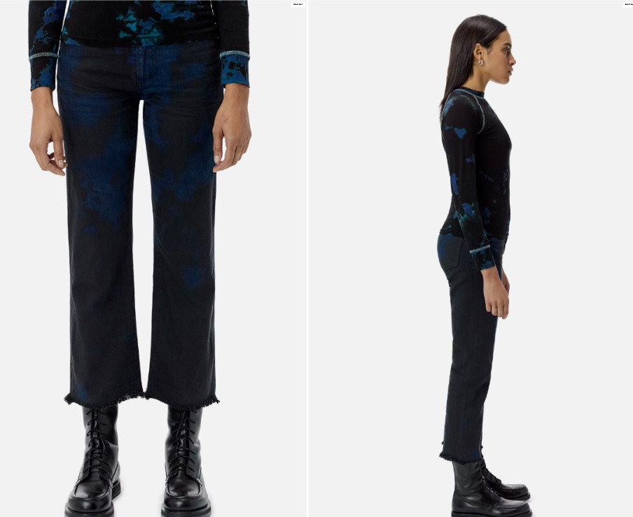 Джон Эллиотт синий индиго черный краситель Райли урожай расклешенные джинсы с бахромой подол 26