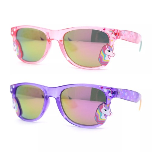Girls Kid Size Rainbow Unicorn Badge Horn Rim Sunglasses - Picture 21 of 21