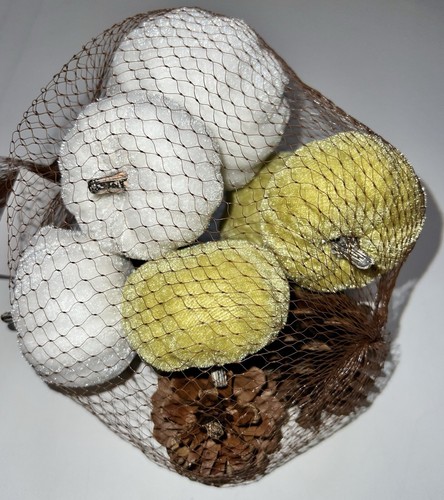 8pc Mini Pumpkins Pinecones Foam Fall Decor 2.5” White Green NWT - Picture 3 of 22