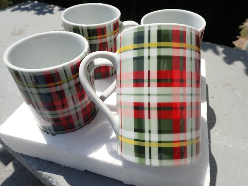 Bauernhaus/Hütte/ wunderschönes 4er Set NEU grün & rot karierte Kaffeetassen! - Bild 8 von 12