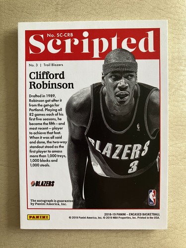 CLIFFORD ROBINSON NBA 2018-19 ENCASED SCRIPTED SIGNATURES GOLD #/10 (BLAZERS) - Bild 2 von 2
