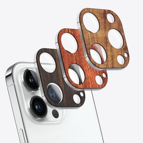 For iPhone 13 mini 14 15 Pro Max Plus Wood Camera Lens Cover Protector - 第 1/17 張圖片