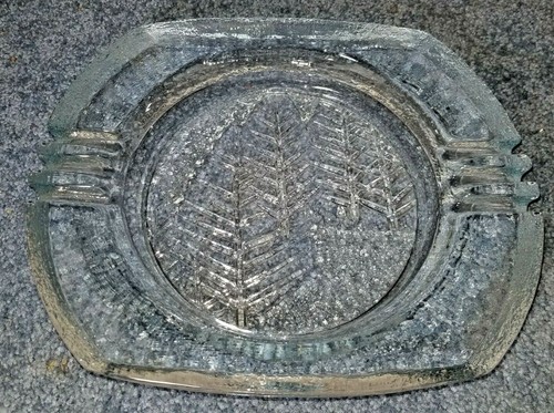 Massive Vintage Clear Pine Tree Textured Blenko Ashtray Holiday Time - Picture 6 of 6