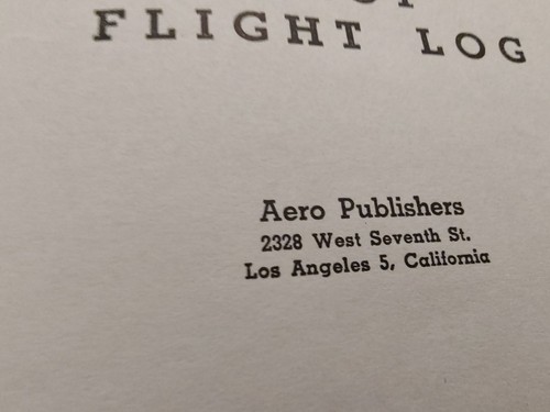 Vintage 1947 Hardback Pilots Flight Log Book Used Flight Record Aero Publishers - Picture 8 of 18