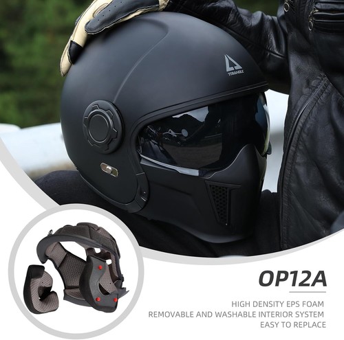 TRIANGLE Open Face Motorcycle Helmet 3/4 Half with Sunshield Unisex-Adult DOT - Picture 34 of 71