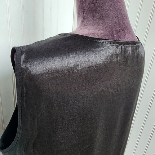 Kenneth Cole Reaction Womens Black Shiny Satin Blouse Sleeveless Side Zip Sz L - Picture 7 of 13