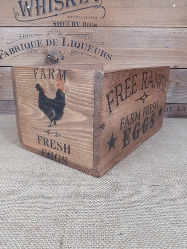 Decorative free range egg Kitchen Storage Box Crate - Picture 3 of 13