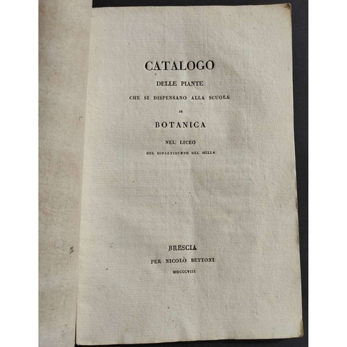 Catalogo delle Piante che si Dispensano alla Scuola di Botanica - 1808