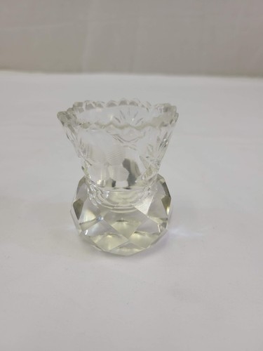 Soporte para palillo de dientes vintage de vidrio cortado con cristal de plomo Bohemia - Imagen 1 de 7
