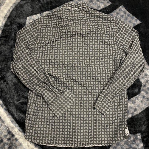 Coogi Button Down Shirt Geometric Mens Large 16.5-17 Baumwolle Paisley Black - Picture 9 of 9