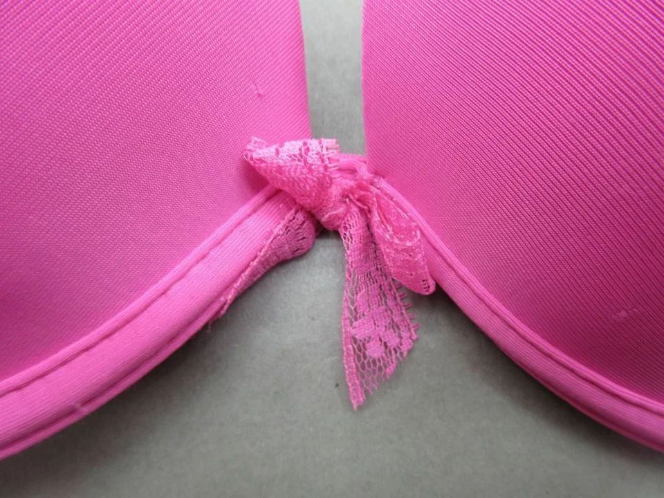 Sujetador push-up 34B rosa con aros acolchado cierre trasero sin marca para mujer Foto 3 de 4