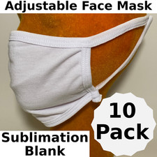 Blank Sublimation Face Mask Adjustable - 10 Pack