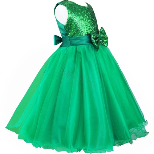 UK Kids Baby Flower Girls Party Sequins Dress Wedding Bridesmaid Princess Gown - Picture 62 of 68