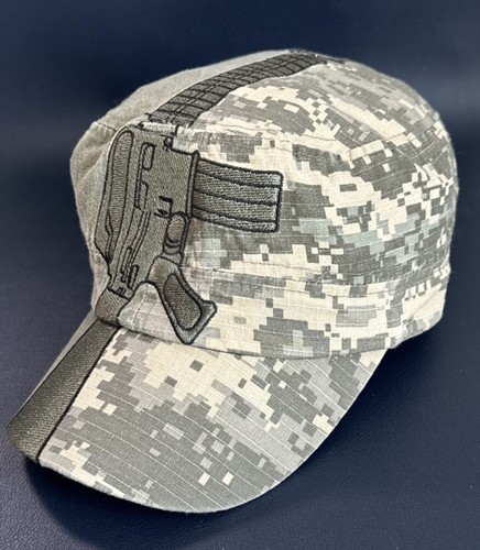 Rifle AR Gun Cadet Cap Hat Pixelated Camo olive green Militia Eagle Crest - Picture 5 of 7