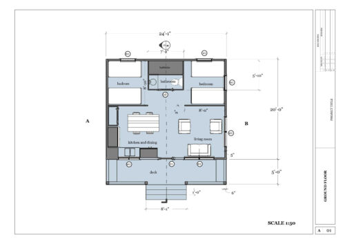 Cottage Tiny House Plan & Wood Cabin 3D images with PDF Blueprint - Picture 4 of 6