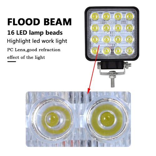 10Pcs 48W Flood LED Work Light Bar for Car Off road Jeep Boat Truck UTE Tractor - Foto 4 di 9
