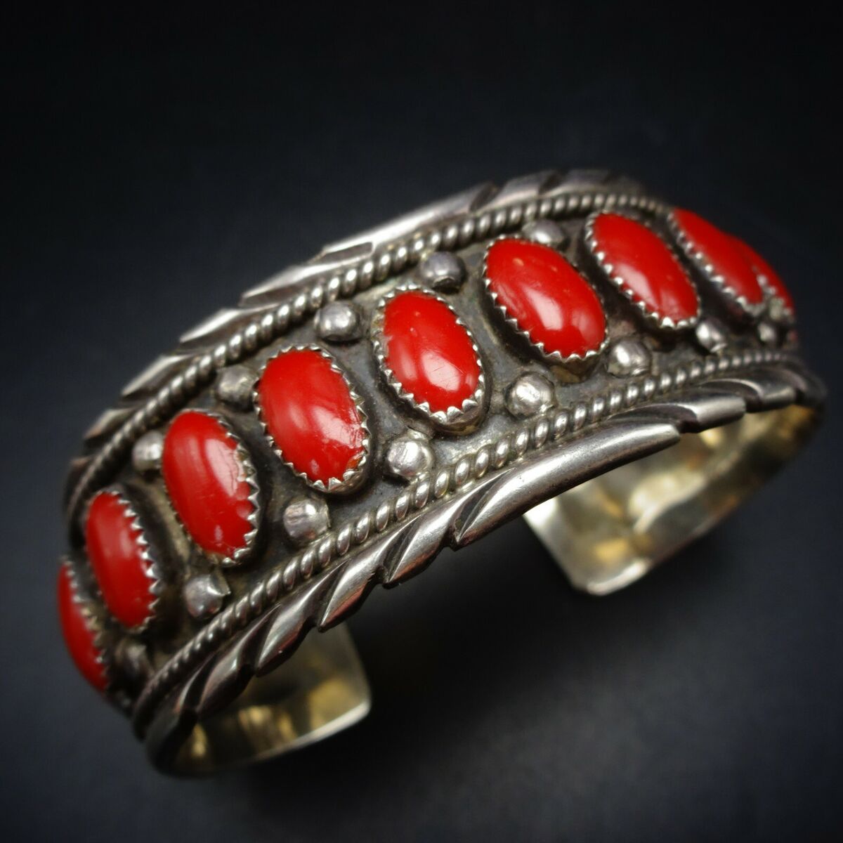 The Best Vintage Native American Navajo Red Coral Sterling Silver Bracelet Old The Best Vintage Native American Navajo Red Coral Sterling Silver Bracelet Old