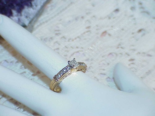 14k .55Ct Princess Diamond Solitaire Ring Sz 7.25 Yellow Gold Engagement Wedding - Picture 2 of 8