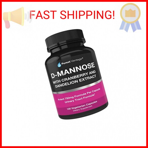 D Mannose Capsules with 600mg D-Mannose Powder Per Cap - with Added Cranberry an