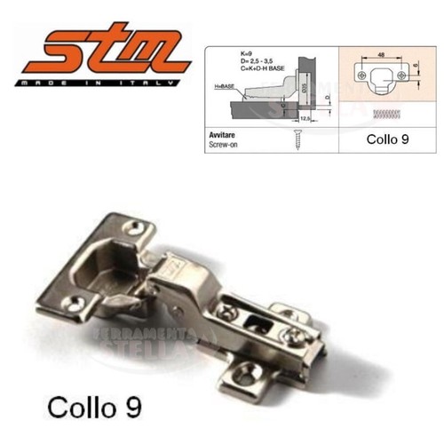 CERNIERA TIPO SALICE COLLO MEDIO PER ANTE CUCINA PENSILI MOBILI ARMADIO CON BASE - Foto 3 di 5