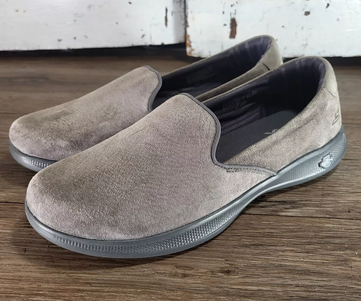 Skechers 14718 Goga Max Go Step Lite Indulge Gray Slip On Suede