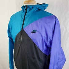 Vintage Nike Pullover Nylon Windbreaker Medium 1/4 Zip Hooded, Gray Tag 90's