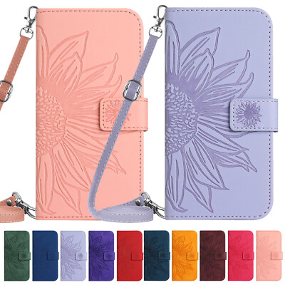 For Motorola G Stylus 5G/Power/Play/Edge Crossbody Strap Magnetic Wallet Case