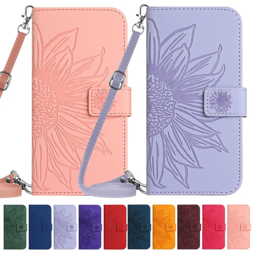 For Motorola G Stylus 5G/Power/Play/Edge Crossbody Strap Magnetic Wallet Case - Picture 1 of 20