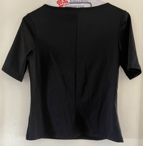 Vintage Necessary Objects 90's Womens Cropped Black Floral Square Neck Top Sz M - Picture 2 of 5