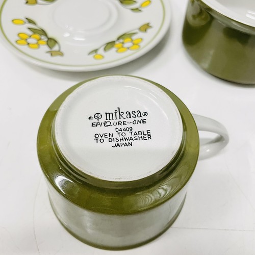 VTG Mikasa Epiqure One Olive Sugar Creamer Saucer Mug Cup Set Tea Coffee Japan - Picture 4 of 4