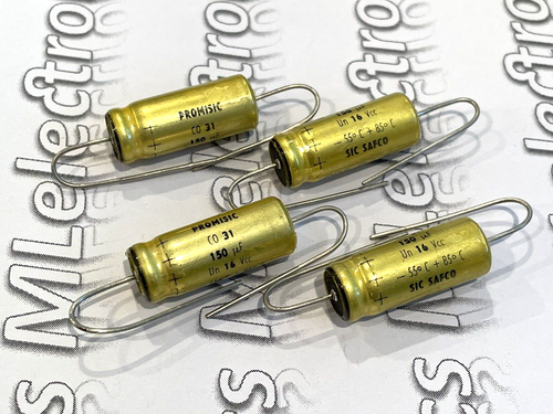 4x  Sic-Safco  PROMISIC  CO31  Axial Electrolytic 150uF  16V Capacitor  NOS - Picture 1 of 6